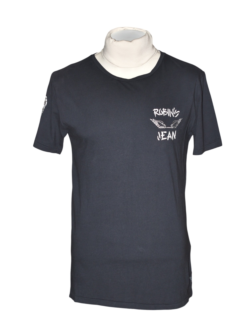 Robin's Jean Black TShirt Large L Wing Logo Y2K McBling Studded Graphic Tee Mens